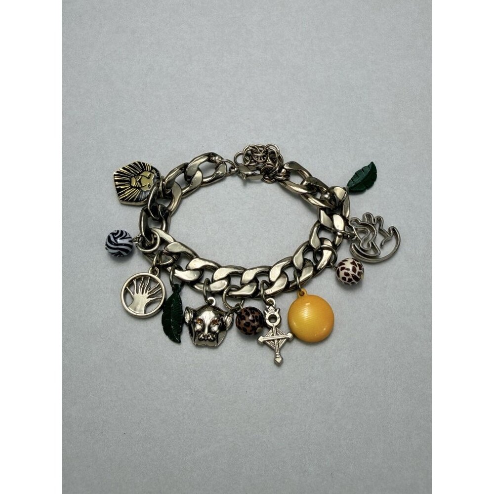 Disney Gold Tone Charm Bracelet Lion King Animal Charms Statement